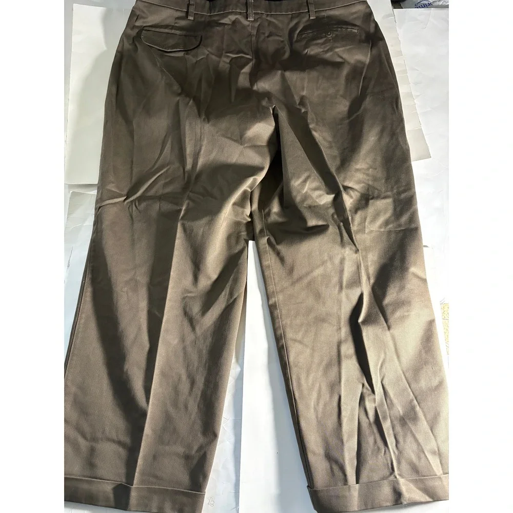 Savane Comfort Plus Mens Pleated Dress‎ Pants Brown 42x30 Cuffed